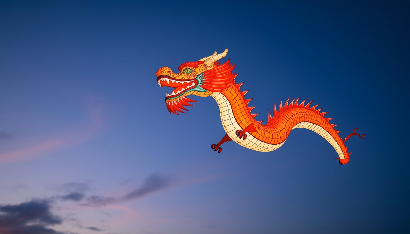 chinese dragon kite long in editorial style