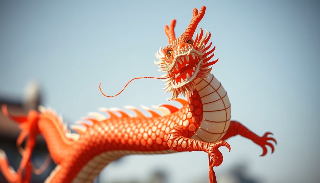 chinese dragon kite long in editorial style