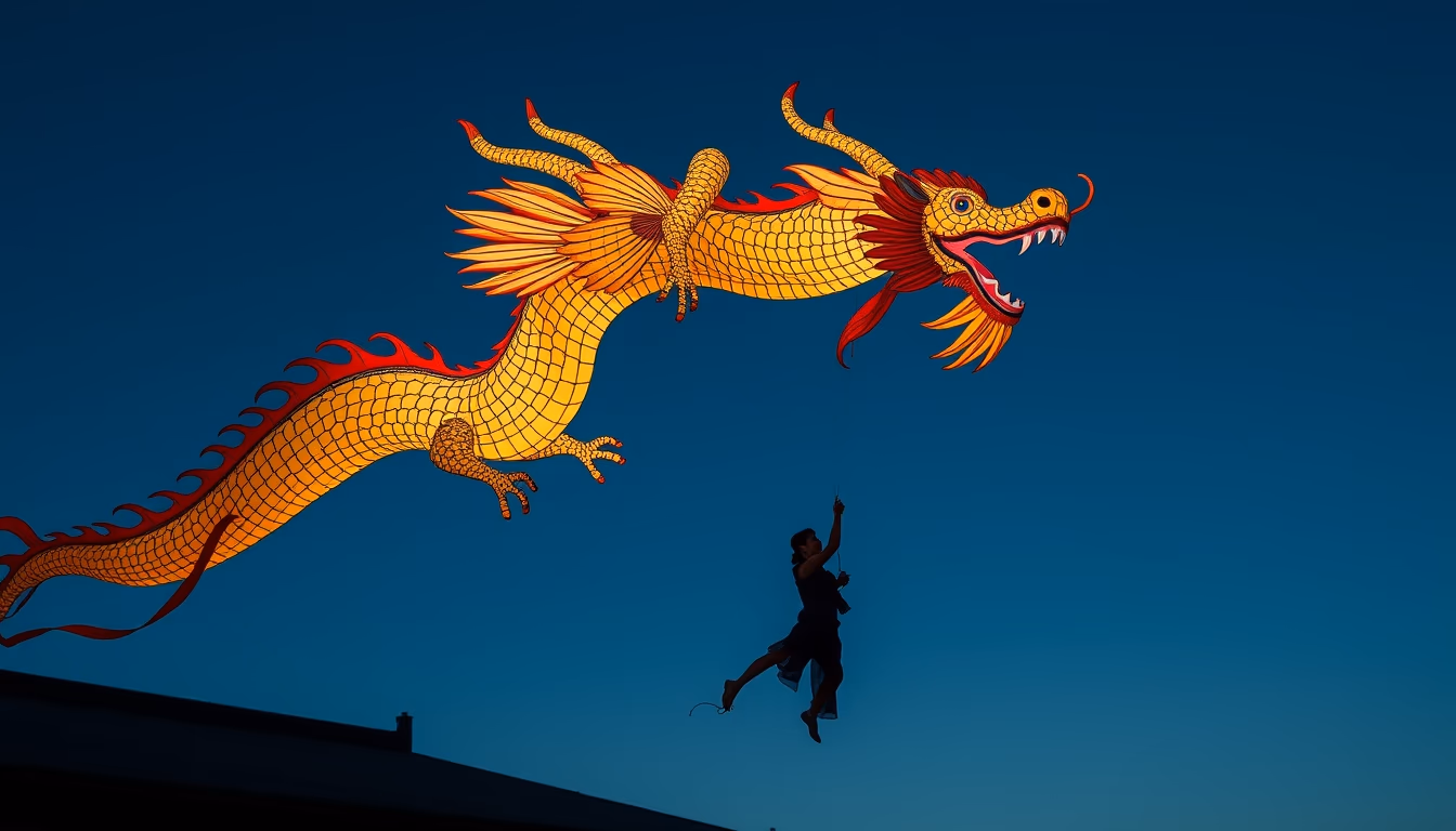 chinese dragon kite long in editorial style