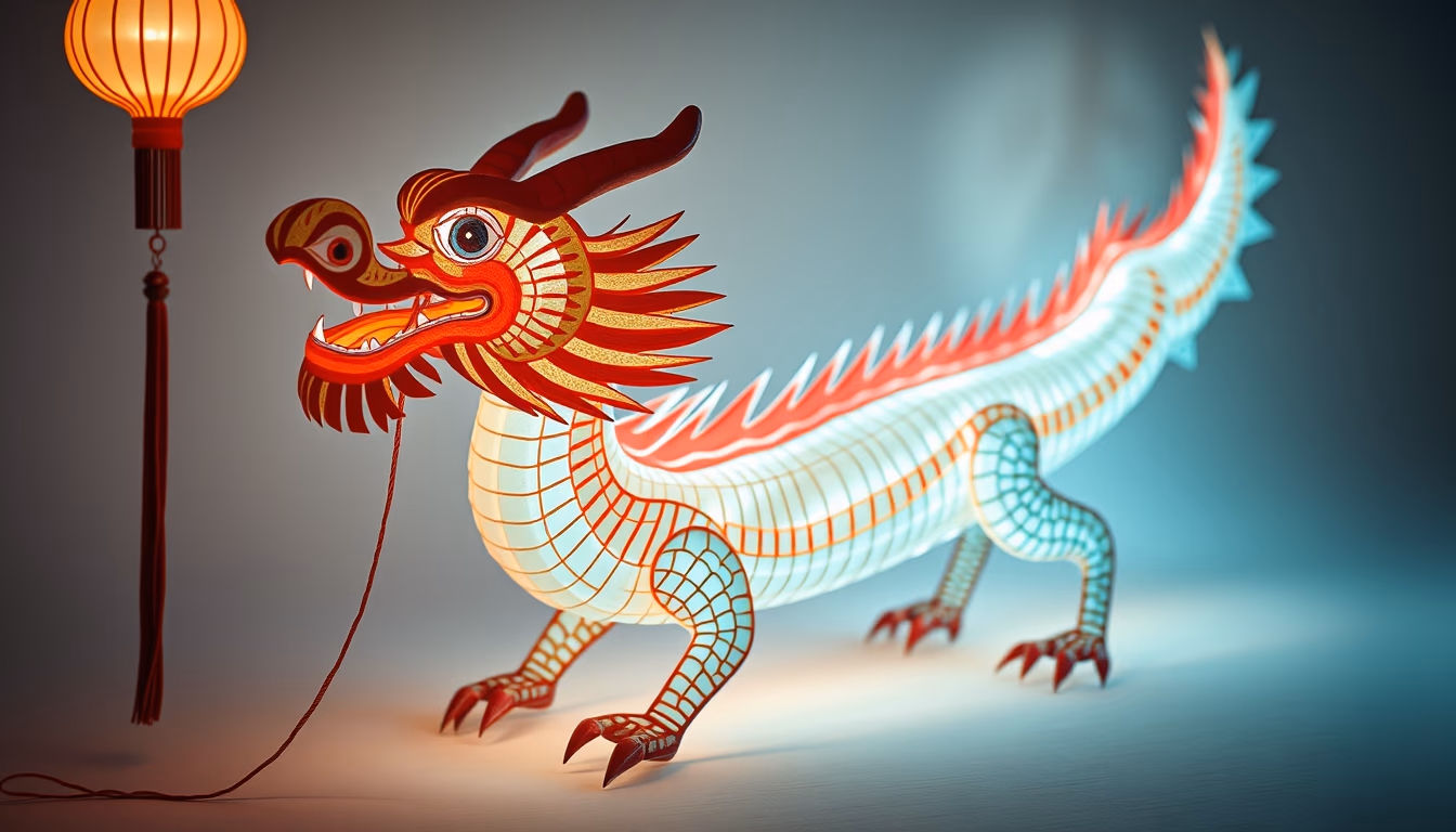 chinese dragon kite long in editorial style
