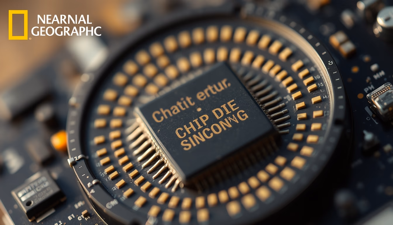 chip die exposed silicon in editorial style