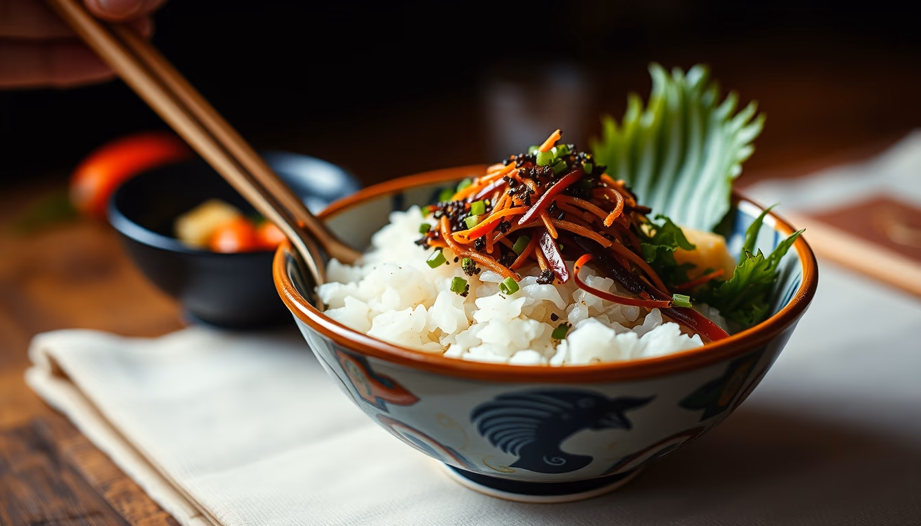 chirashi bowl rice in editorial style
