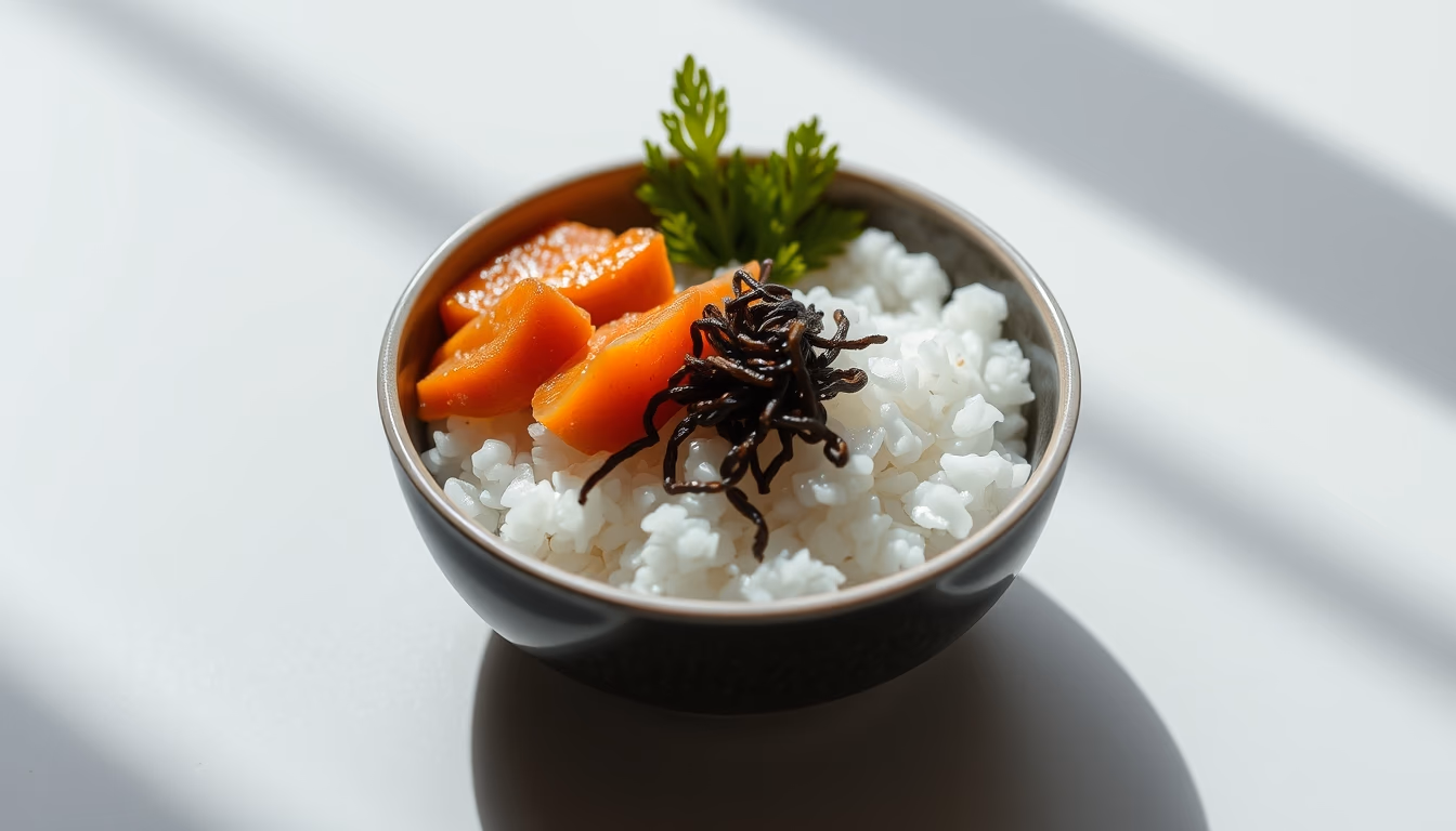 chirashi bowl rice in editorial style