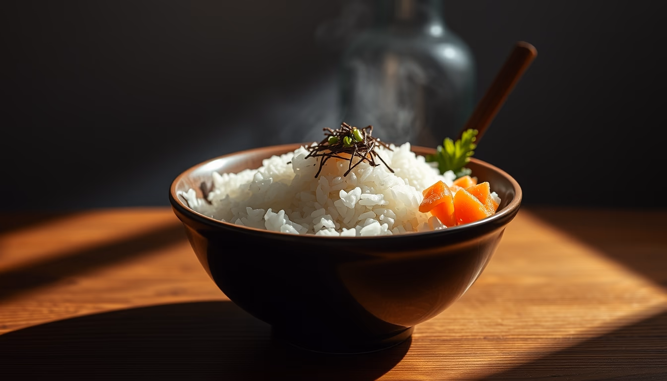 chirashi bowl rice in editorial style