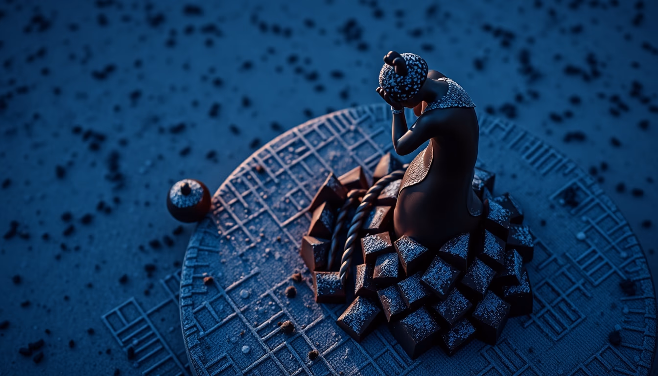 chocolate sculpture intricate in editorial style