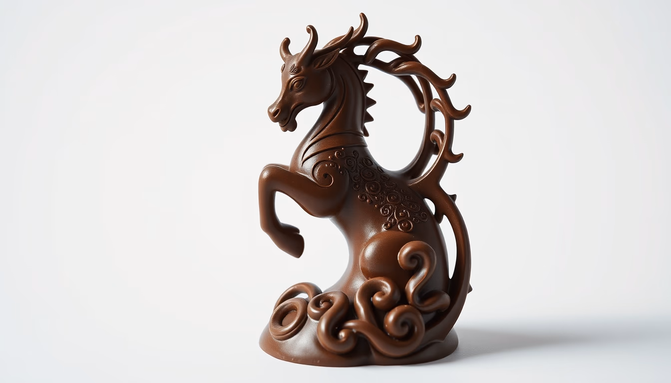 chocolate sculpture intricate in editorial style