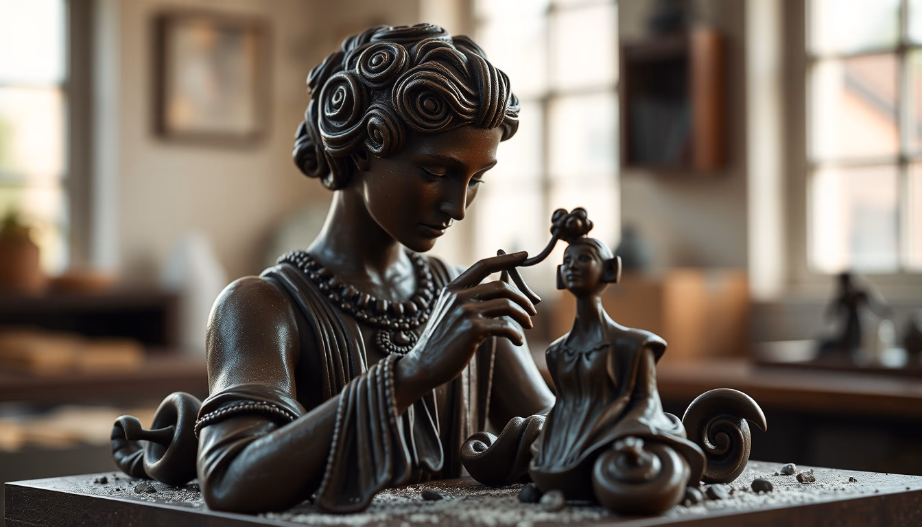 chocolate sculpture intricate in editorial style