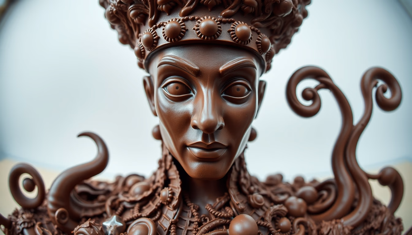 chocolate sculpture intricate in editorial style