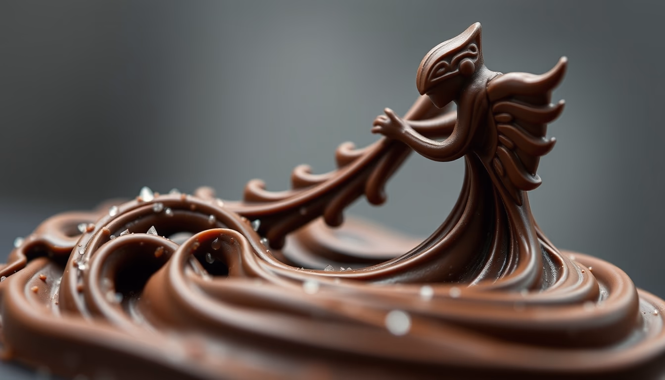 chocolate sculpture intricate in editorial style