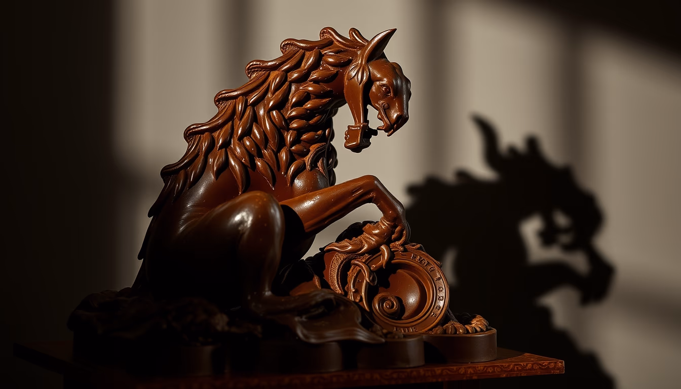 chocolate sculpture intricate in editorial style