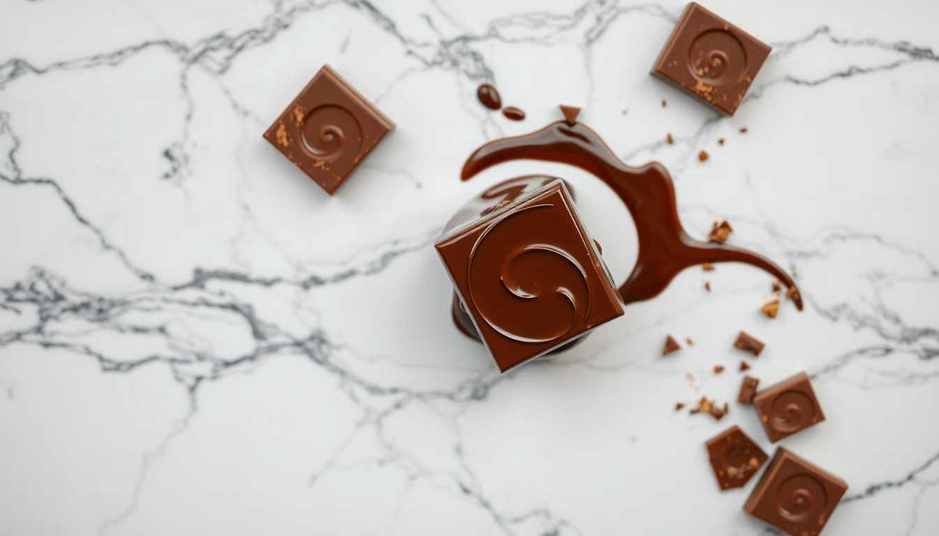 chocolate tempering marble in editorial style