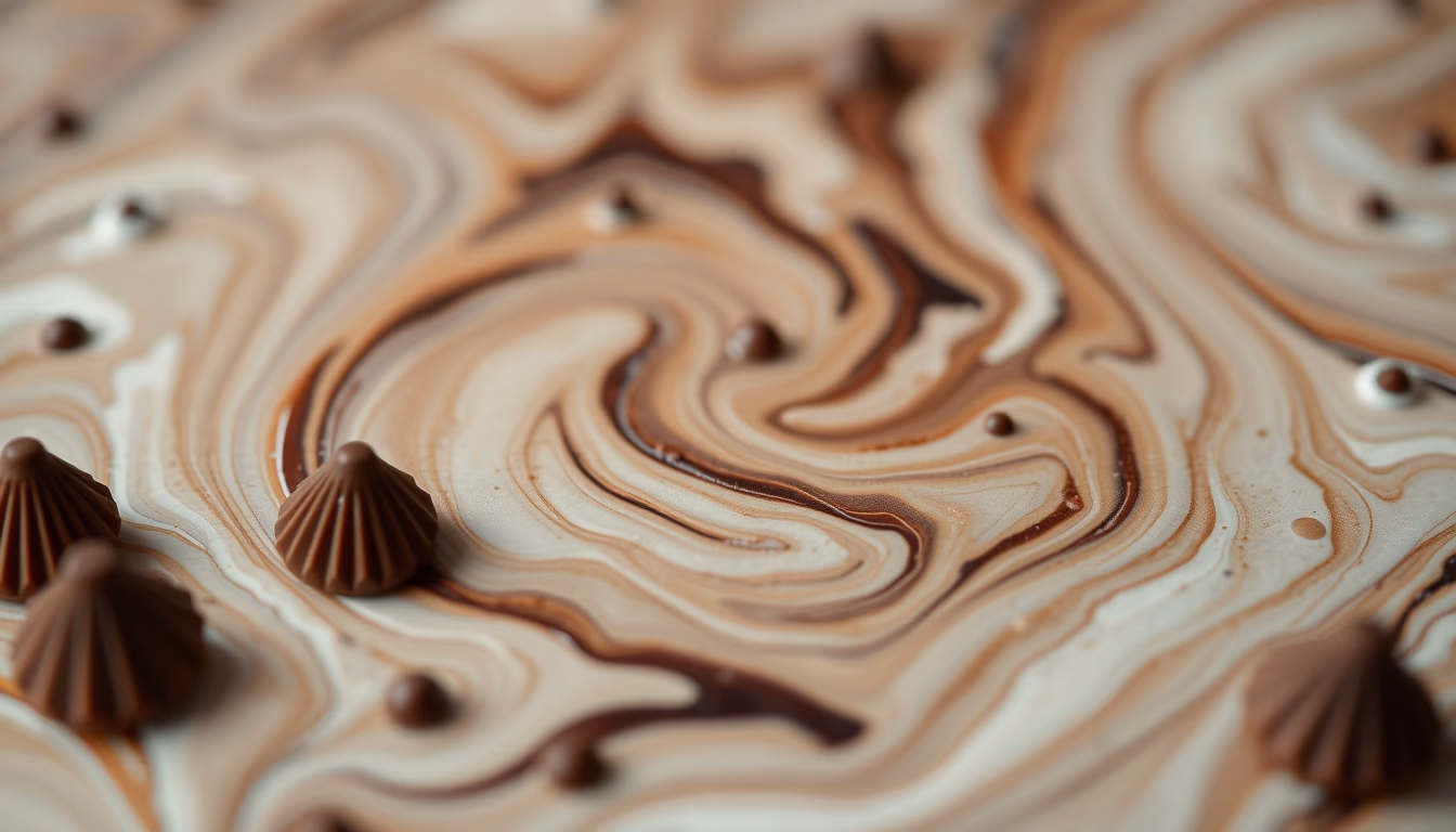 chocolate tempering marble in editorial style