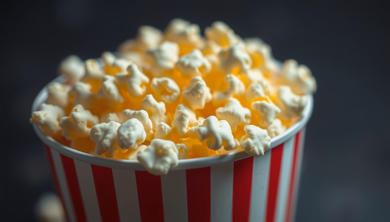 cinema popcorn bucket in editorial style