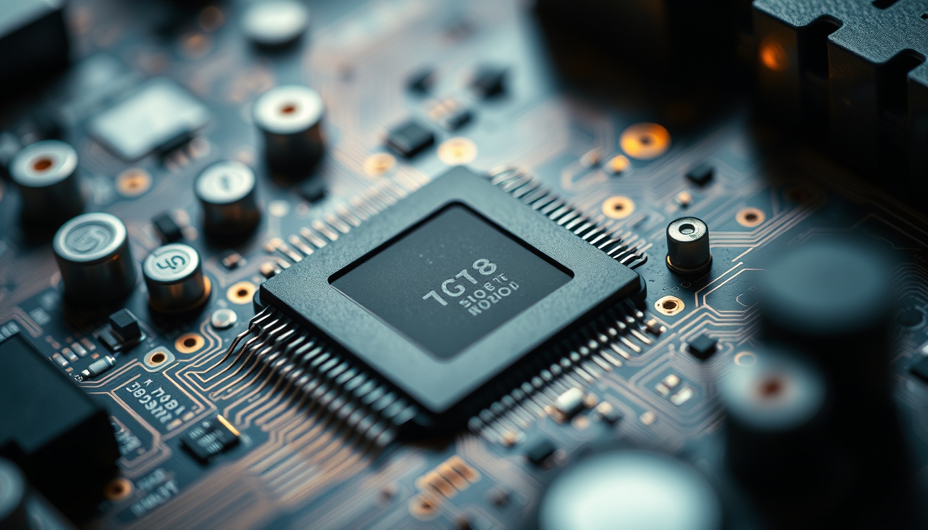 circuit board macro photography in editorial style