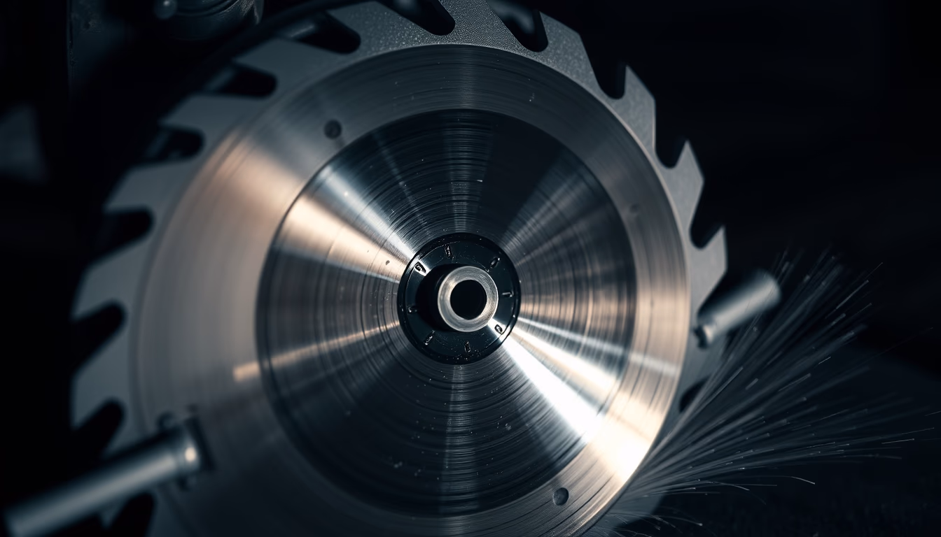 circular saw blade in editorial style