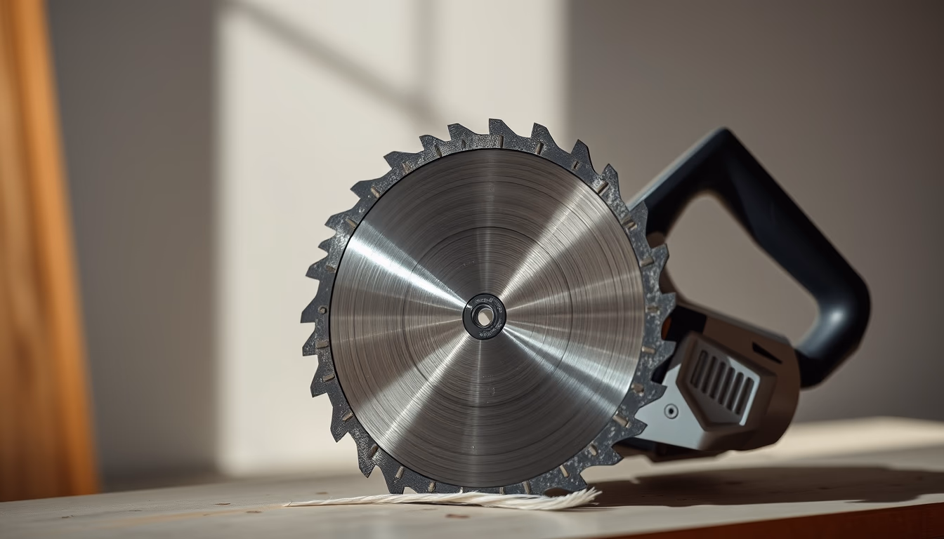 circular saw blade in editorial style