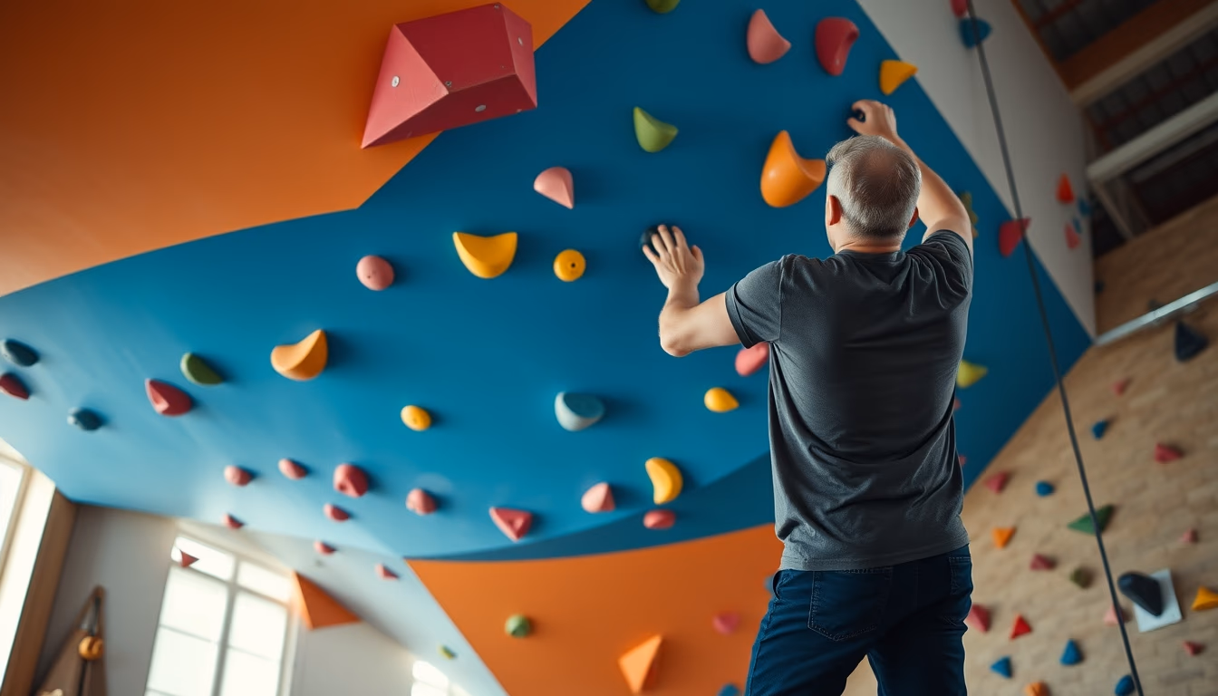 climbing wall gym indoor in editorial style