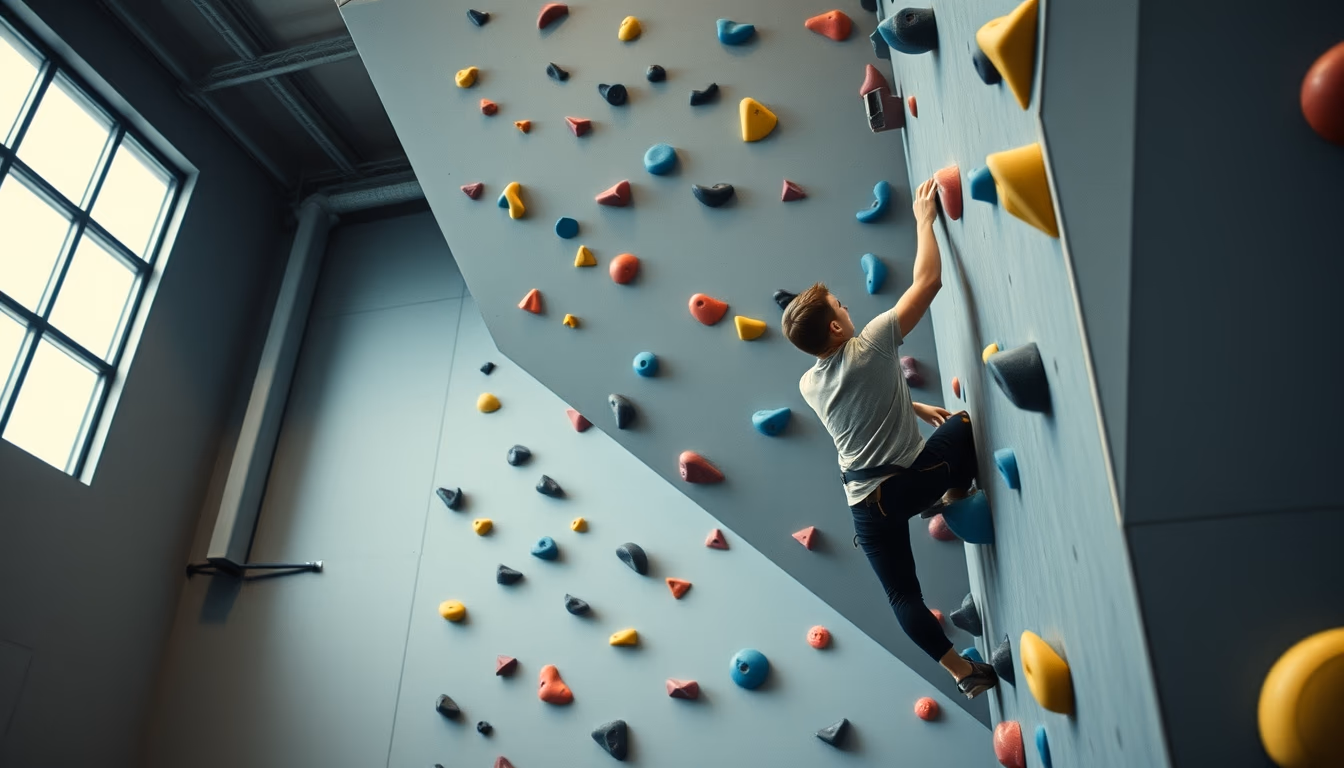 climbing wall gym indoor in editorial style