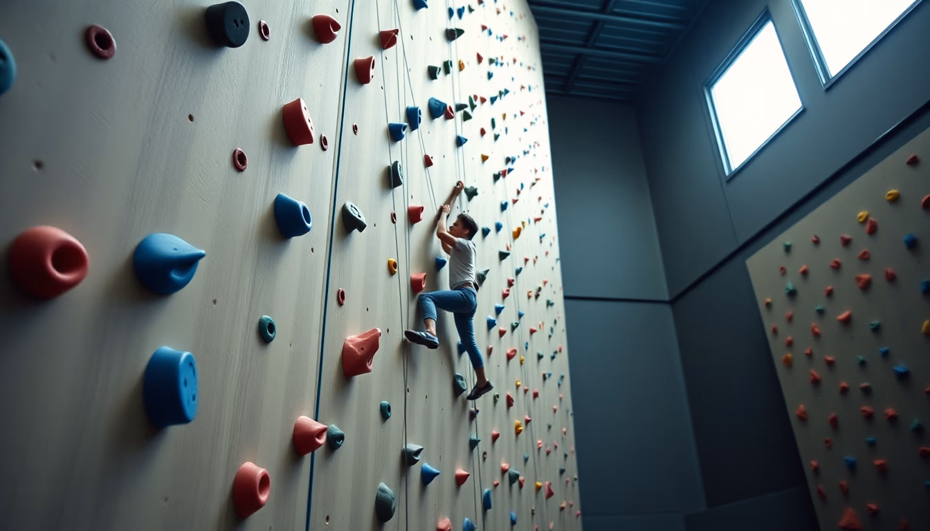 climbing wall gym indoor in editorial style