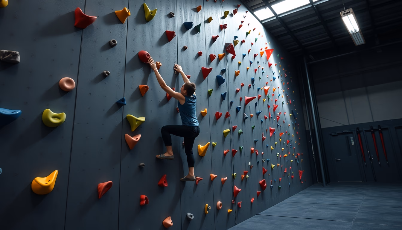 climbing wall gym indoor in editorial style