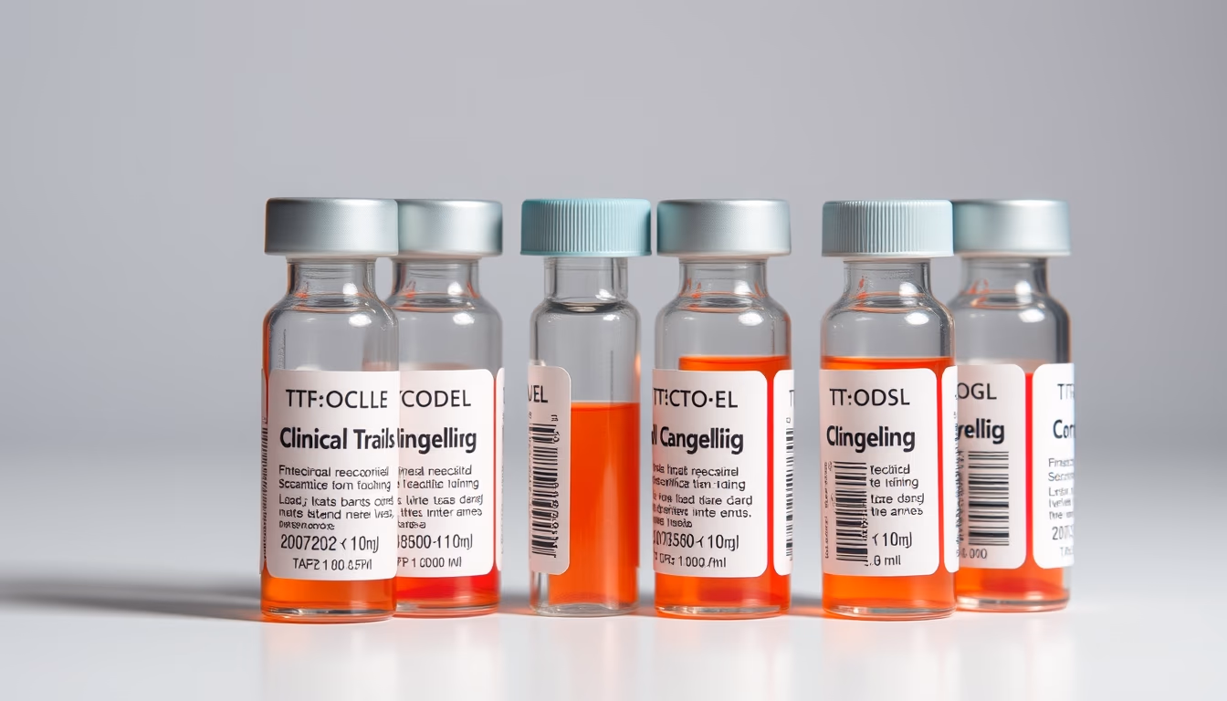 clinical trial vials in editorial style