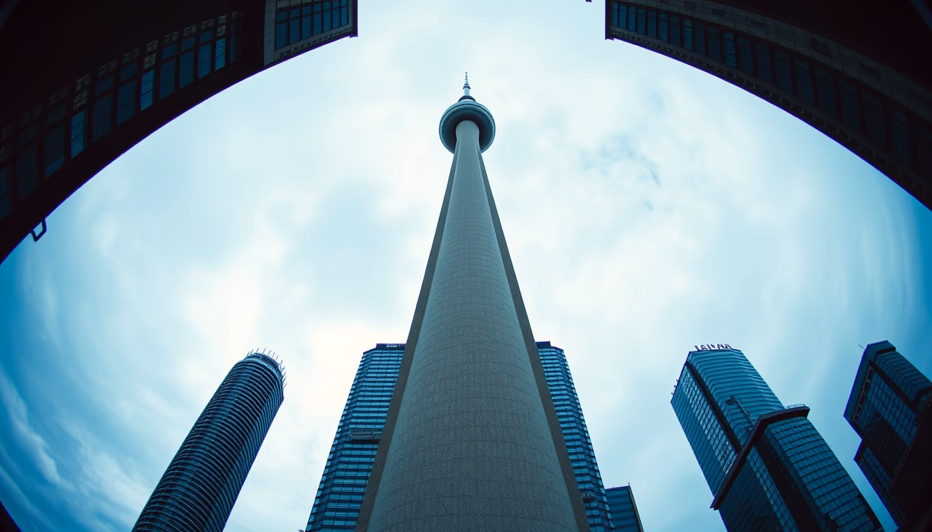 cn tower toronto in editorial style