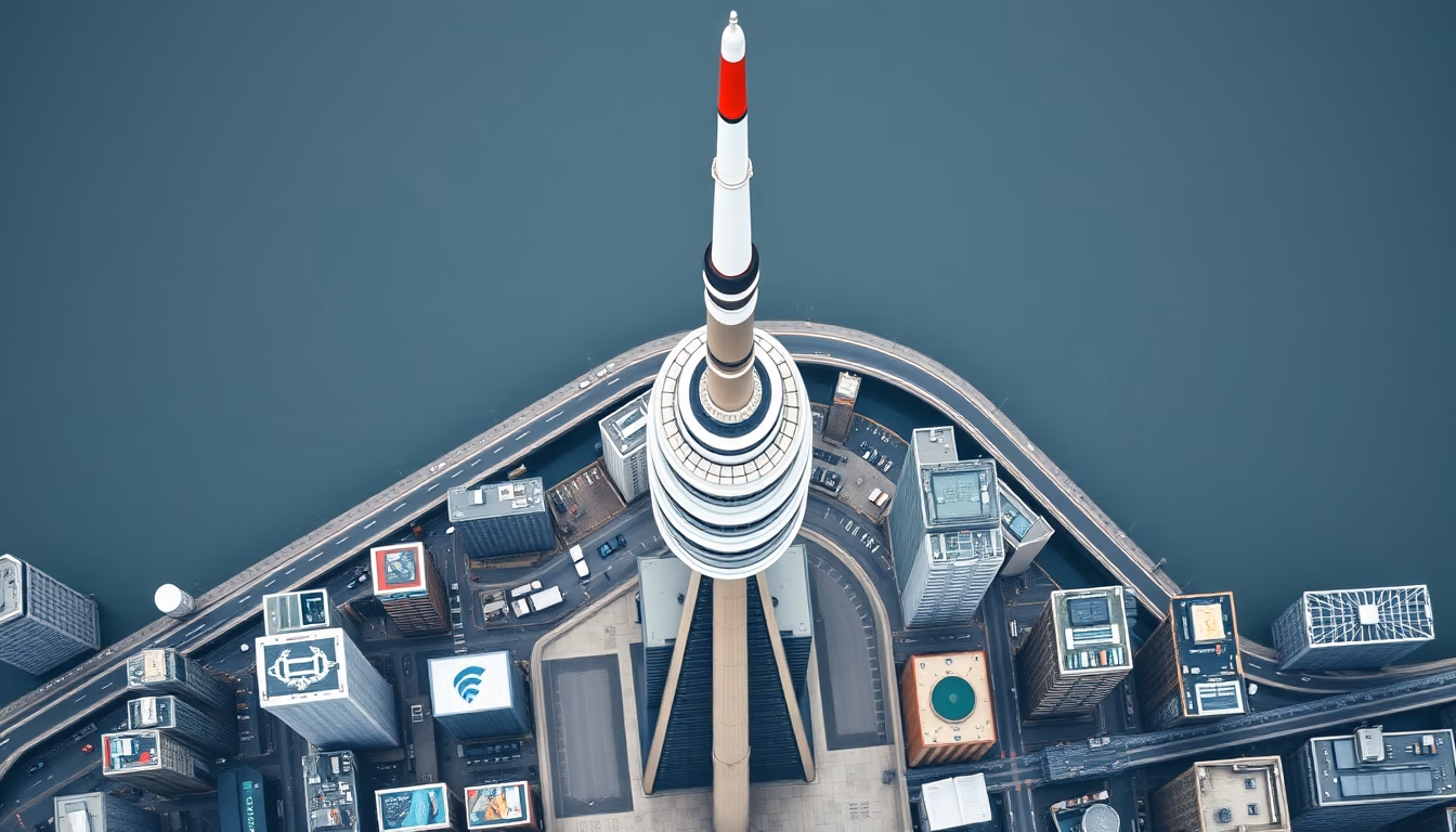 cn tower toronto in editorial style