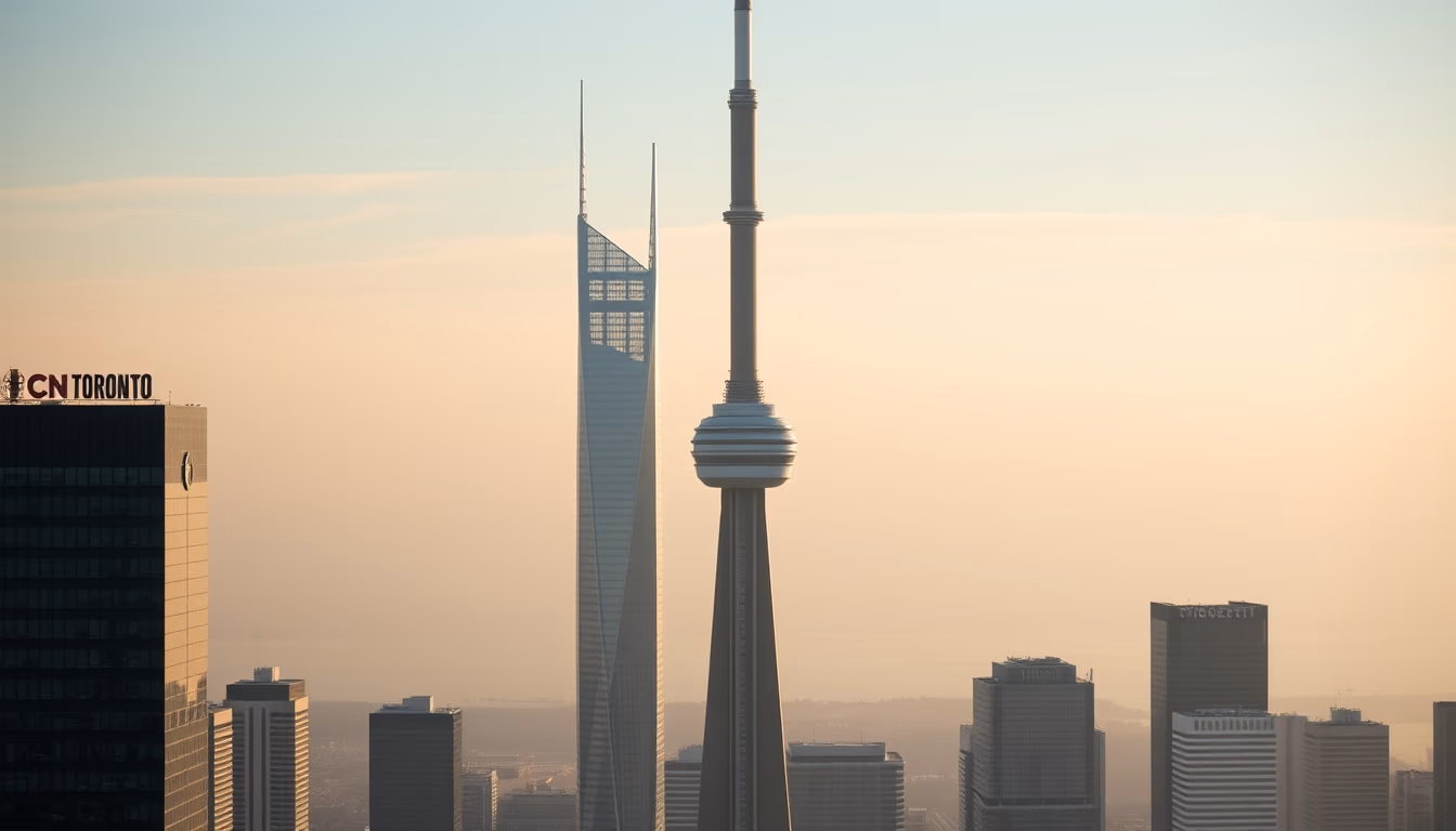 cn tower toronto in editorial style