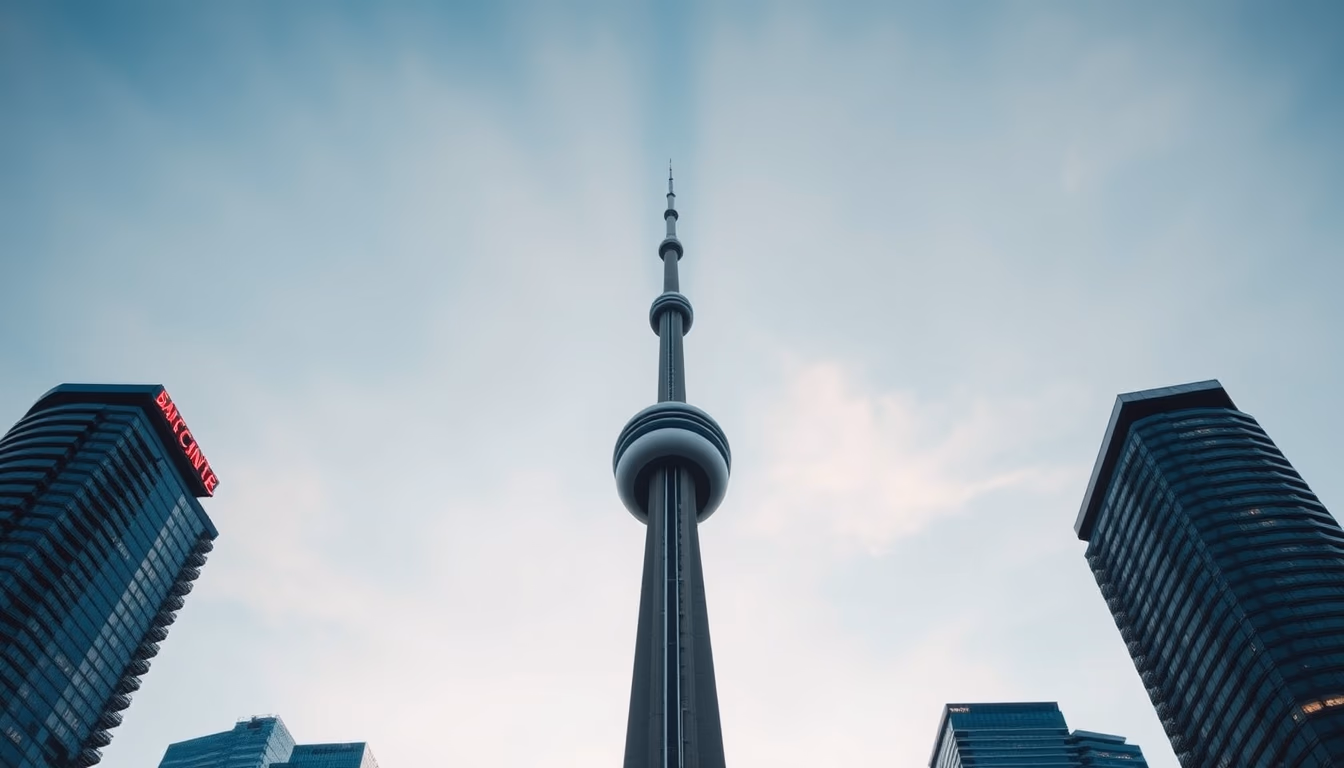 cn tower toronto in editorial style