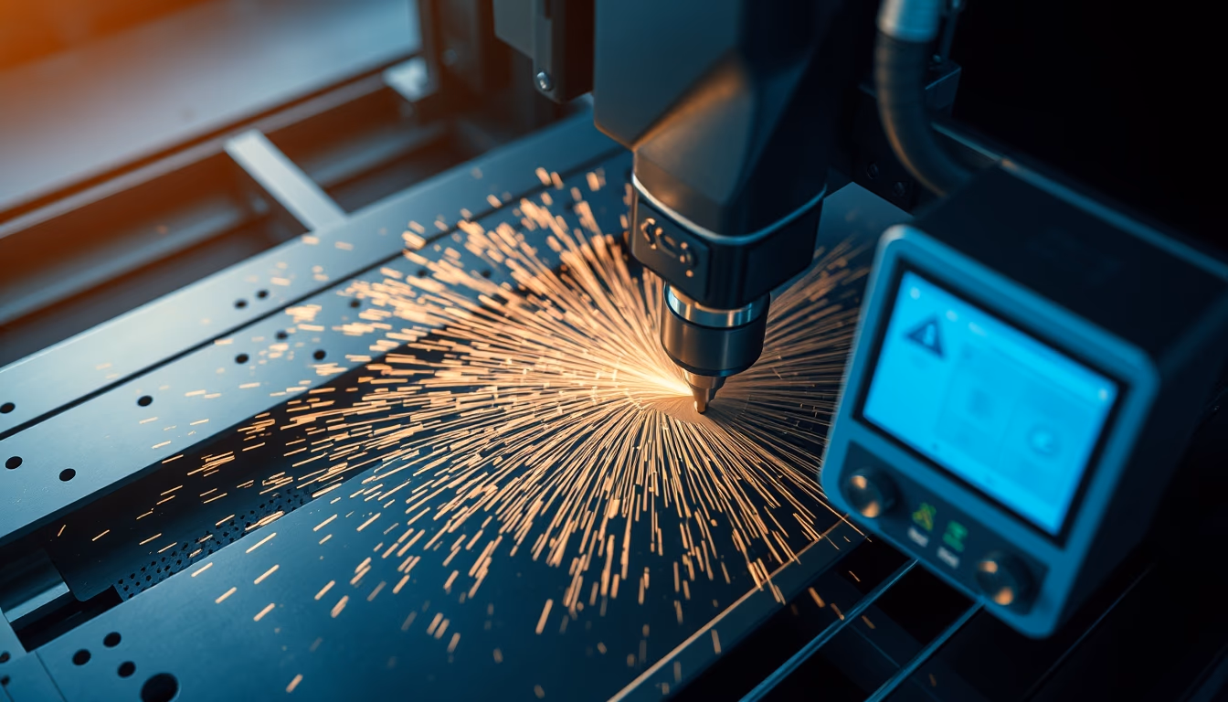 cnc machine cutting in editorial style