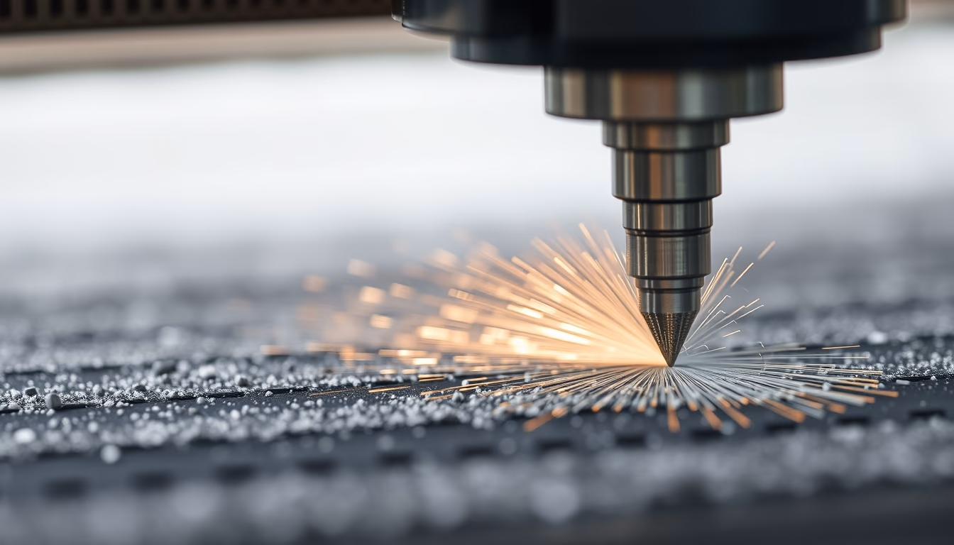 cnc machine cutting in editorial style