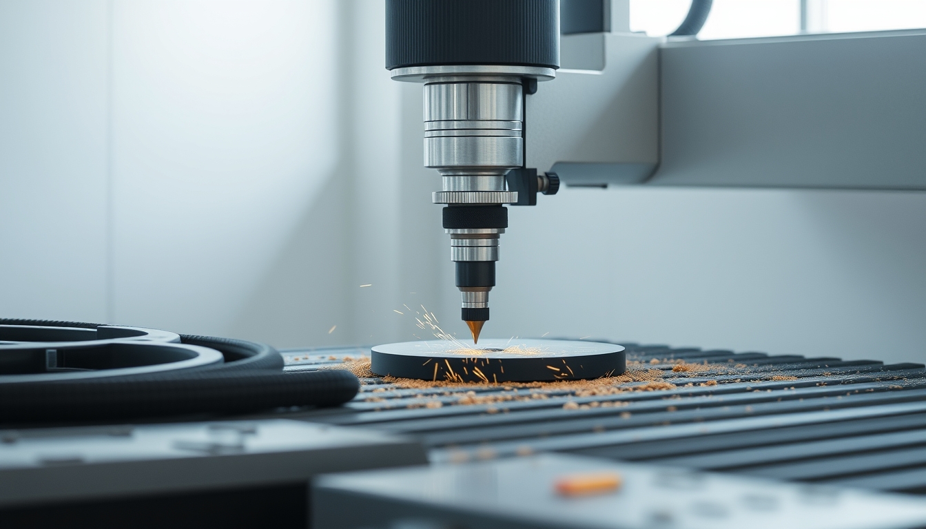 cnc machine cutting in editorial style