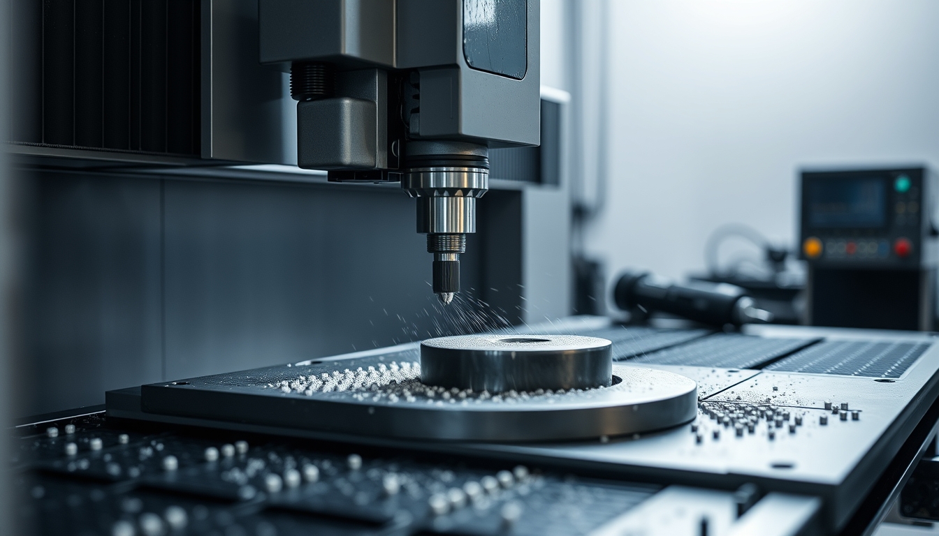 cnc machine cutting in editorial style