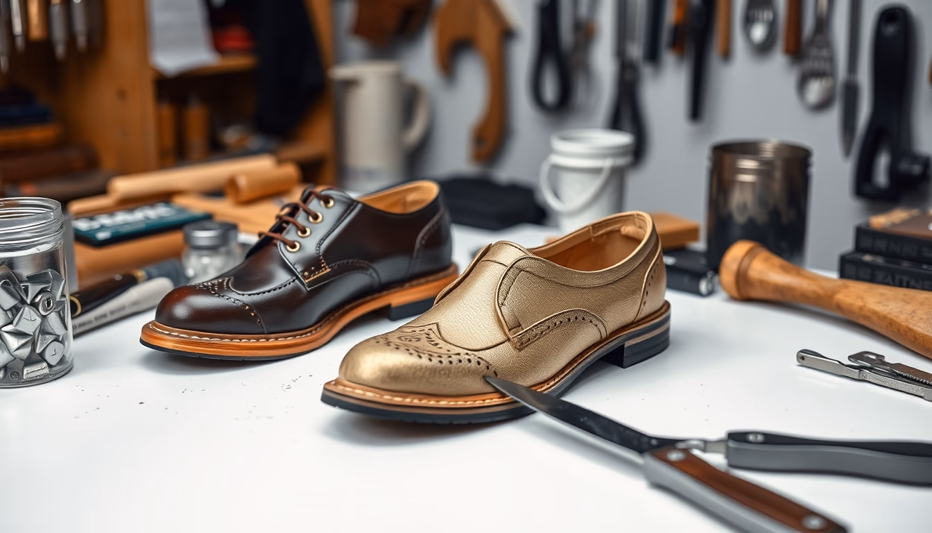 cobbler workbench in editorial style