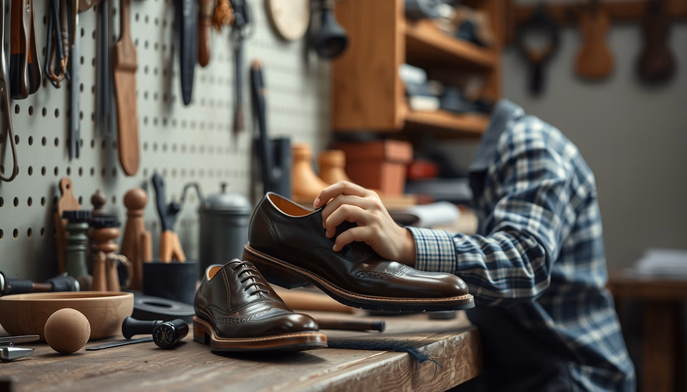 cobbler workbench in editorial style