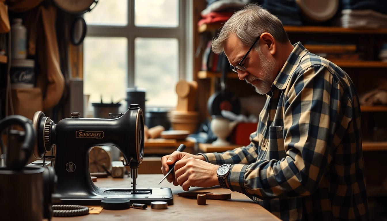 cobbler workbench in editorial style
