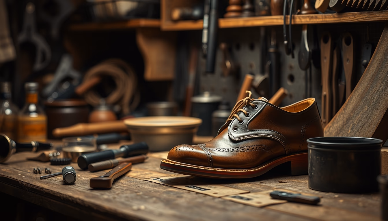 cobbler workbench in editorial style