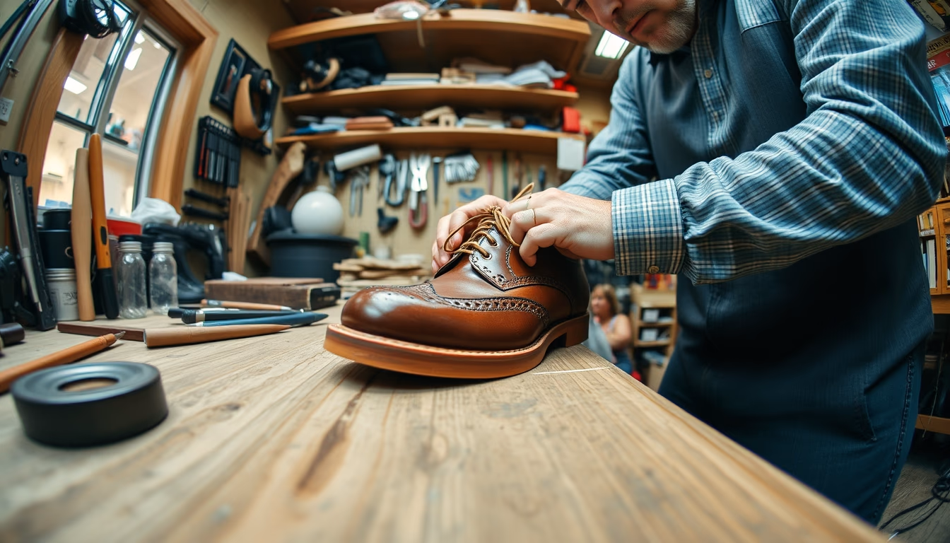cobbler workbench in editorial style