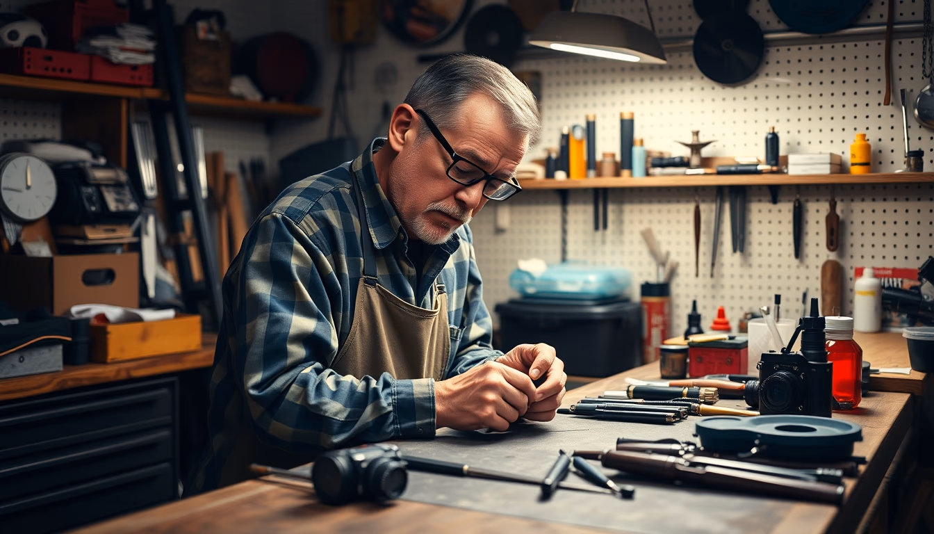 cobbler workbench in editorial style