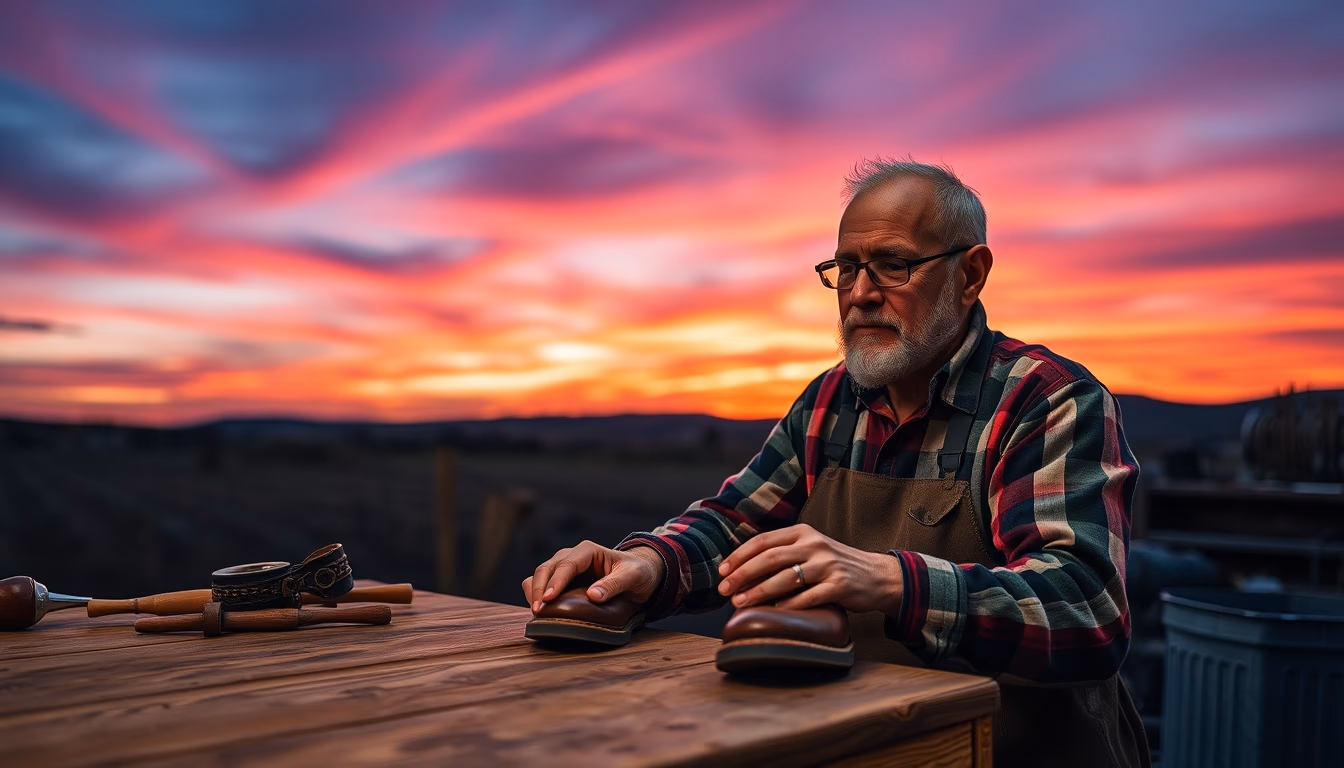 cobbler workbench in editorial style