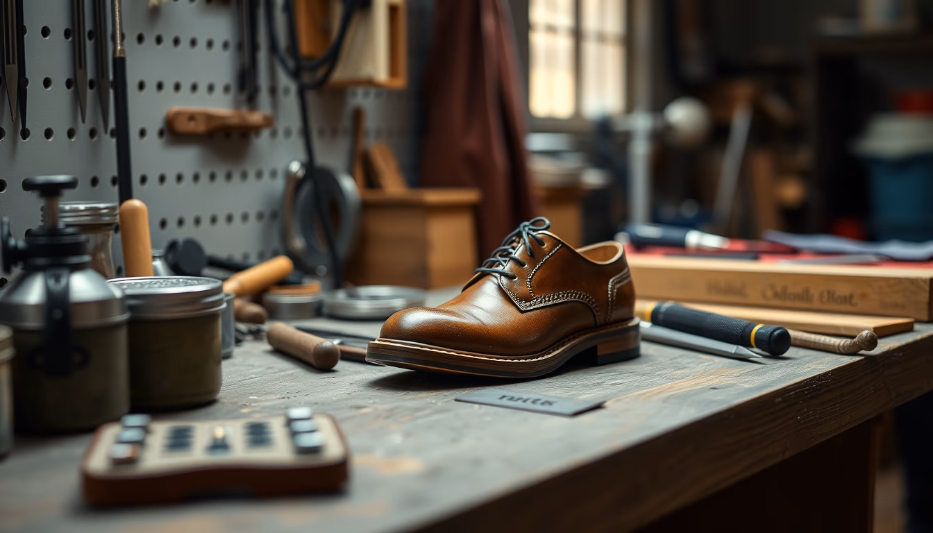 cobbler workbench in editorial style