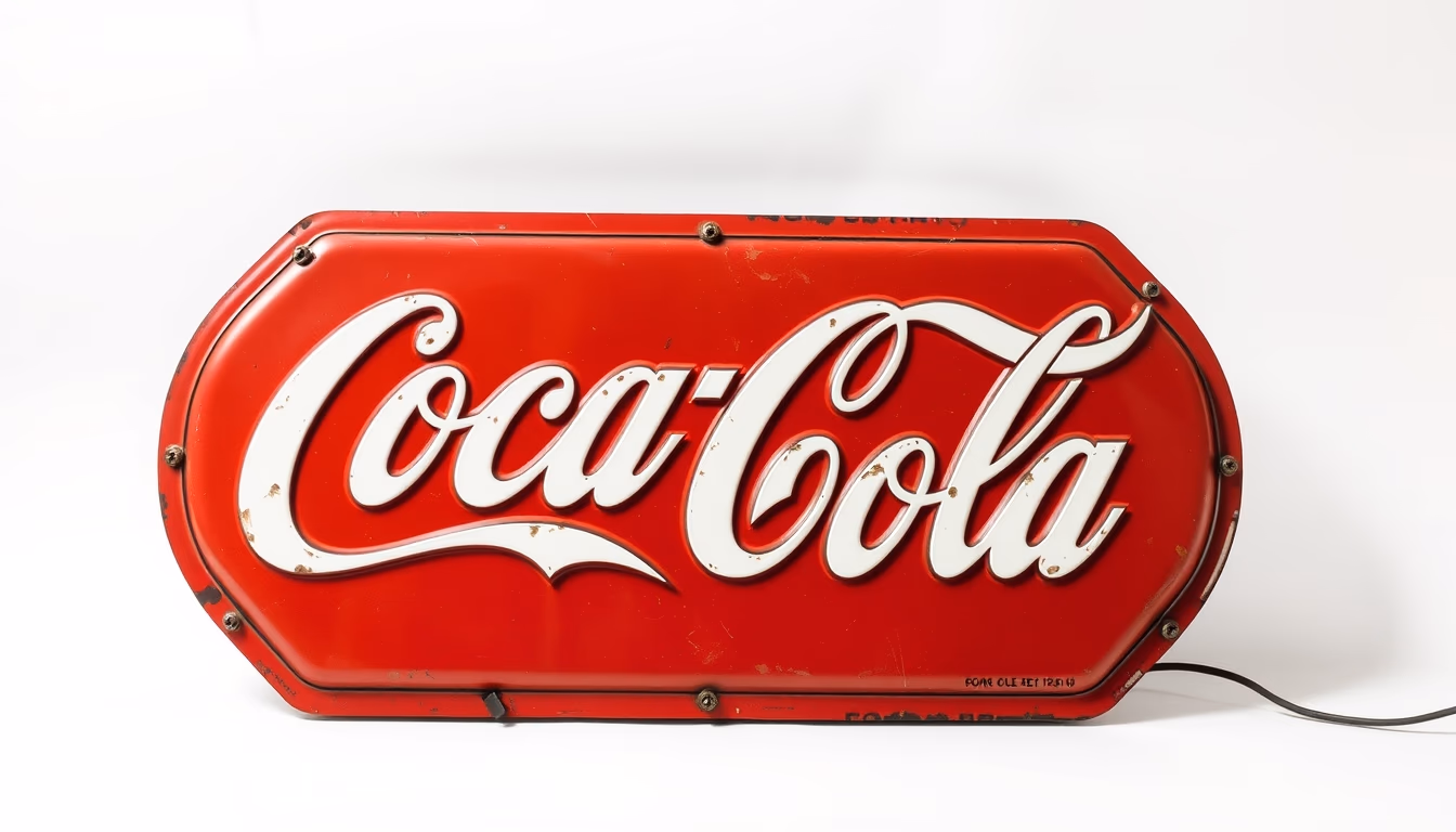 coca cola sign antique in editorial style