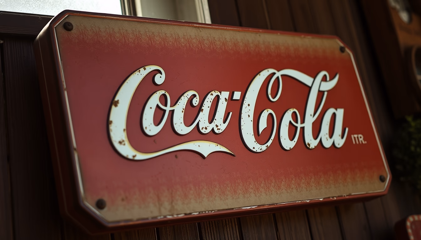 coca cola sign antique in editorial style