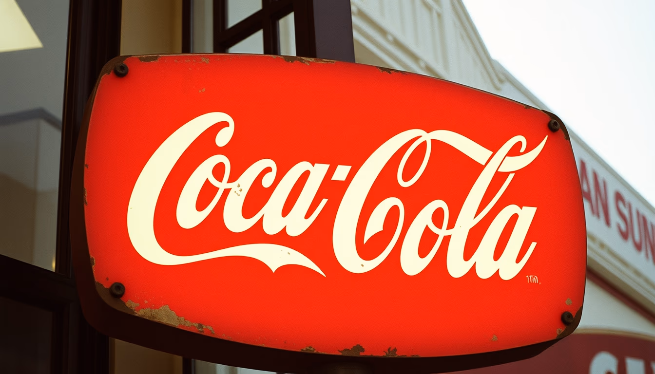 coca cola sign antique in editorial style