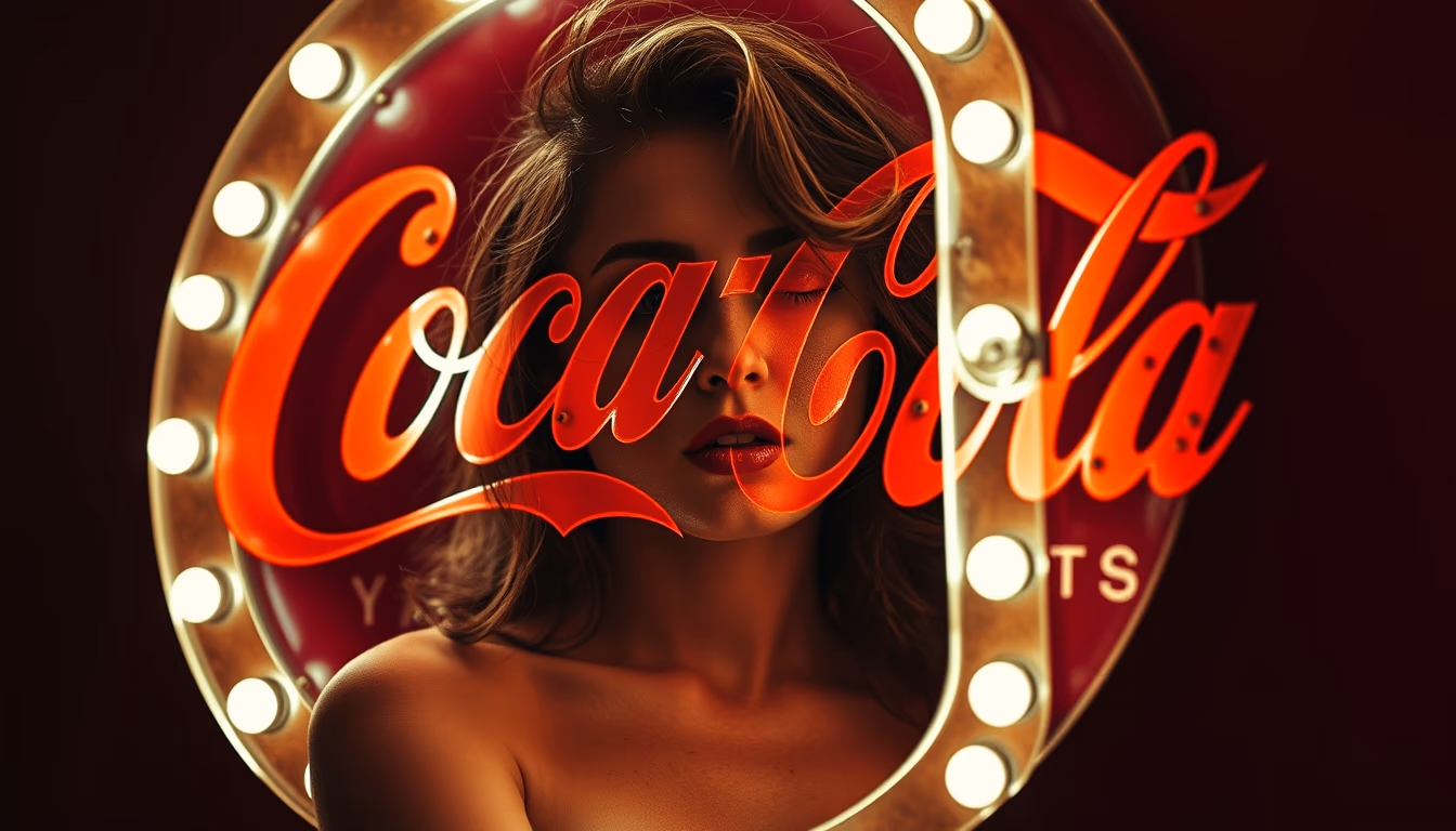 coca cola sign antique in editorial style