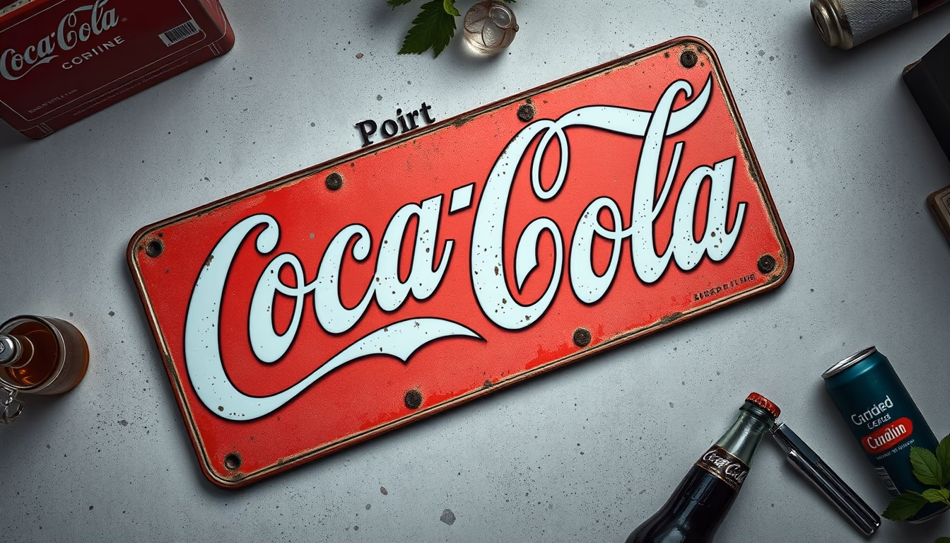 coca cola sign antique in editorial style