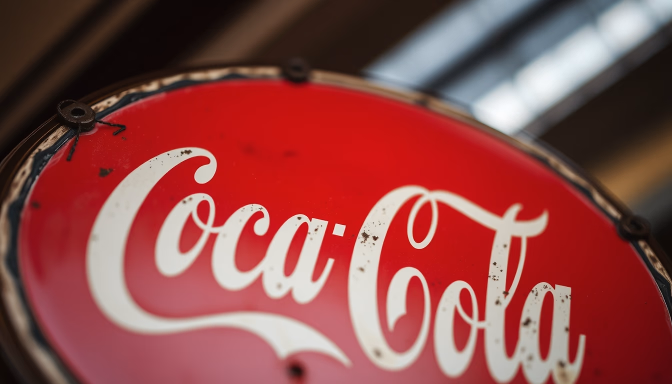 coca cola sign antique in editorial style