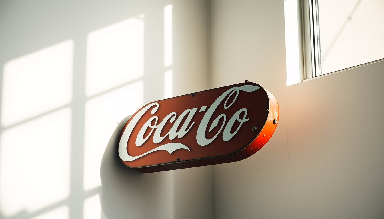 coca cola sign antique in editorial style