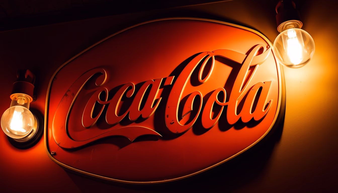 coca cola sign antique in editorial style