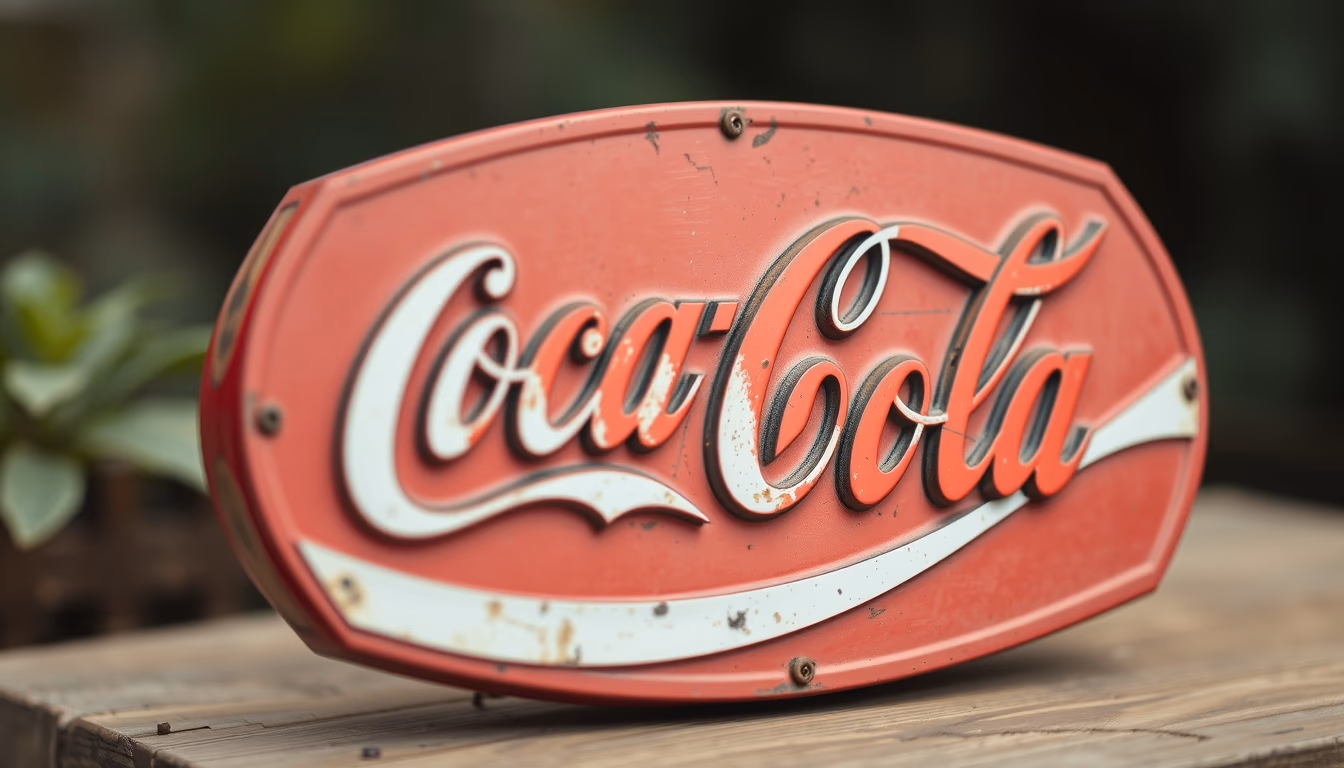 coca cola sign antique in editorial style